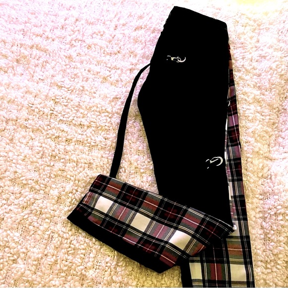 Royal Bones Pants - Sold out***ROYAL BONES⛓️• Bondage split Plaid skinny jeans sz 9